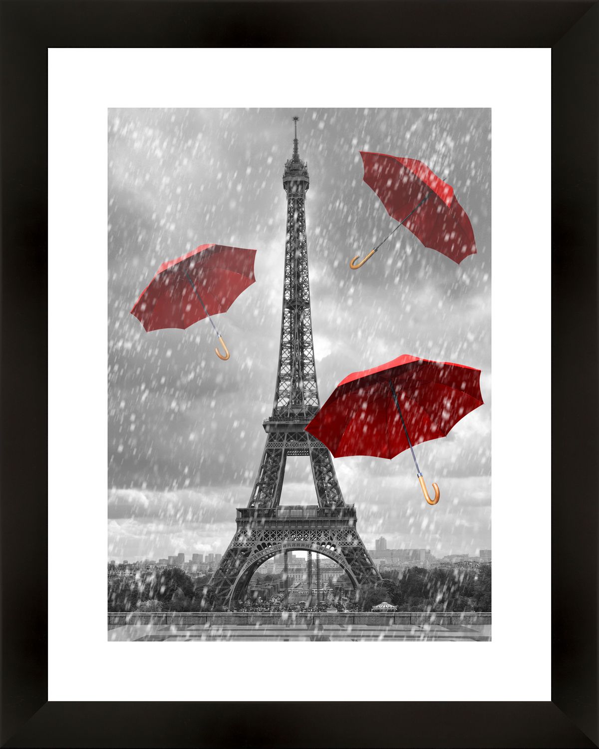Картина в багете 40x50 см "Париж и красные зонтики" BE-103-378