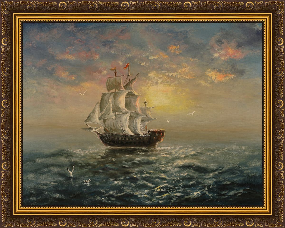 Картина в багете 50x40 см "Корабль во время штиля" BE-103-414