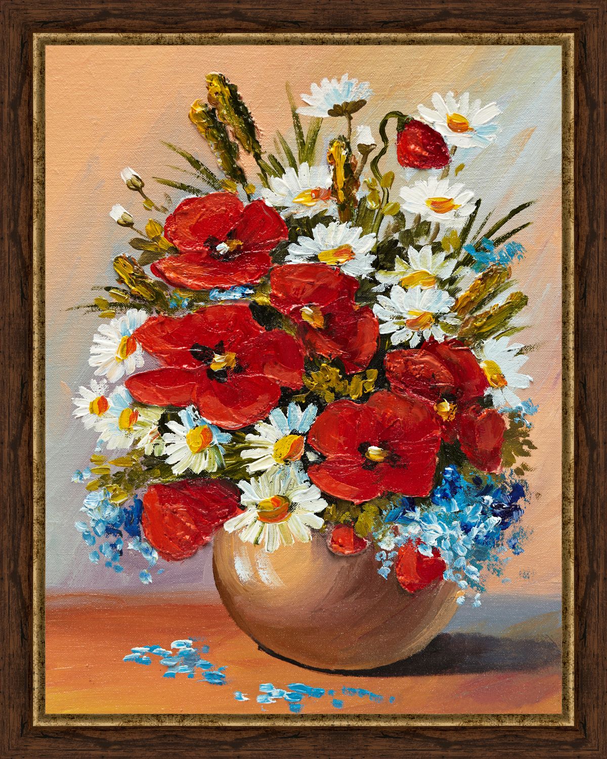 Картина в багете 40x50 см "Букет красных и белых цветов" BE-103-355