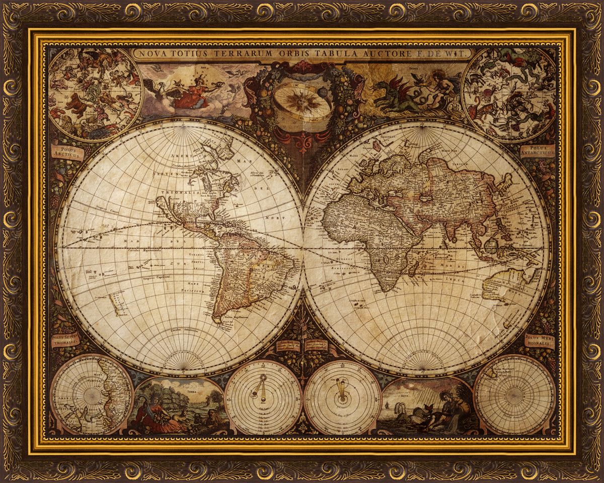 Картина в багете 50x40 см "Карта мира 1" BE-103-411