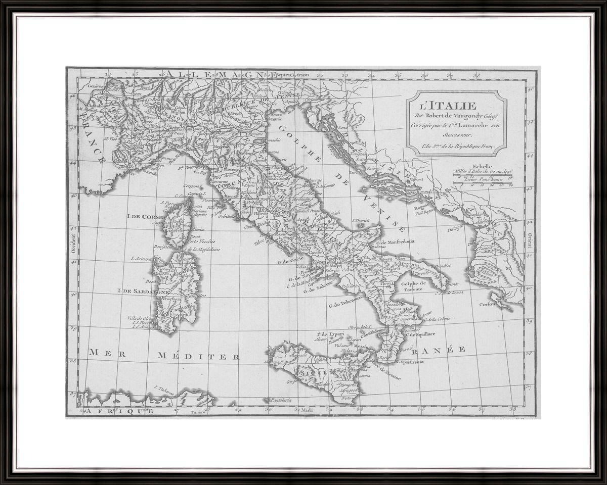Картина в багете 50x40 см "Карта Италии" BE-103-271