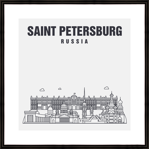 Картина в багете 40х40 см "Saint Petersburg" BE-103-443