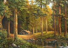 Картина в раме 40х50 Домик в лесу 1822106