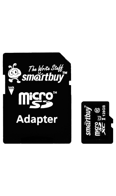 Карта памяти SmartBuy MicroSD XC 128 ГБ class 10 (с адаптером)