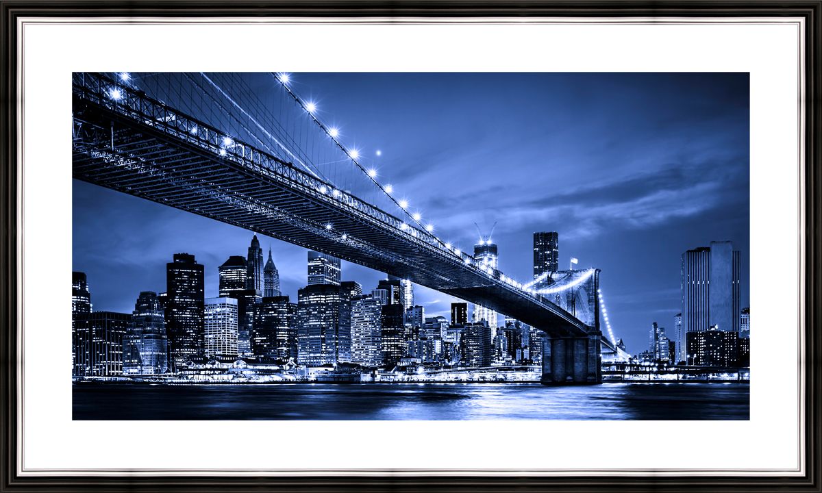 Картина в багете 50x30 см "Бруклинский мост ночью" BE-103-285