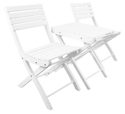 Набор столик складной 40х50см + 2 складных стула 40х60 см, массив дерева, белый, Дубравия, KRF-GS-029