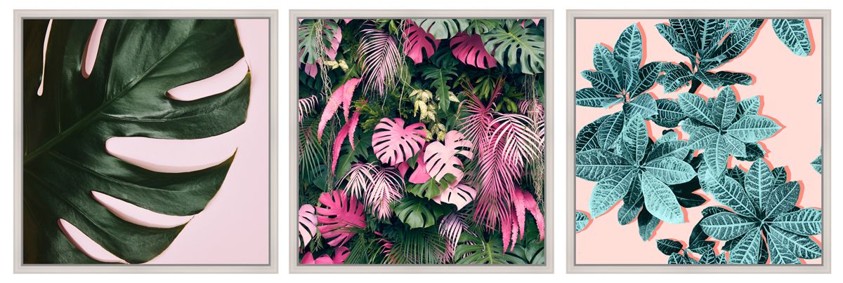 Коллекция из 3-х картин в раме 40х40 см "Тропические листья" BE-110-105