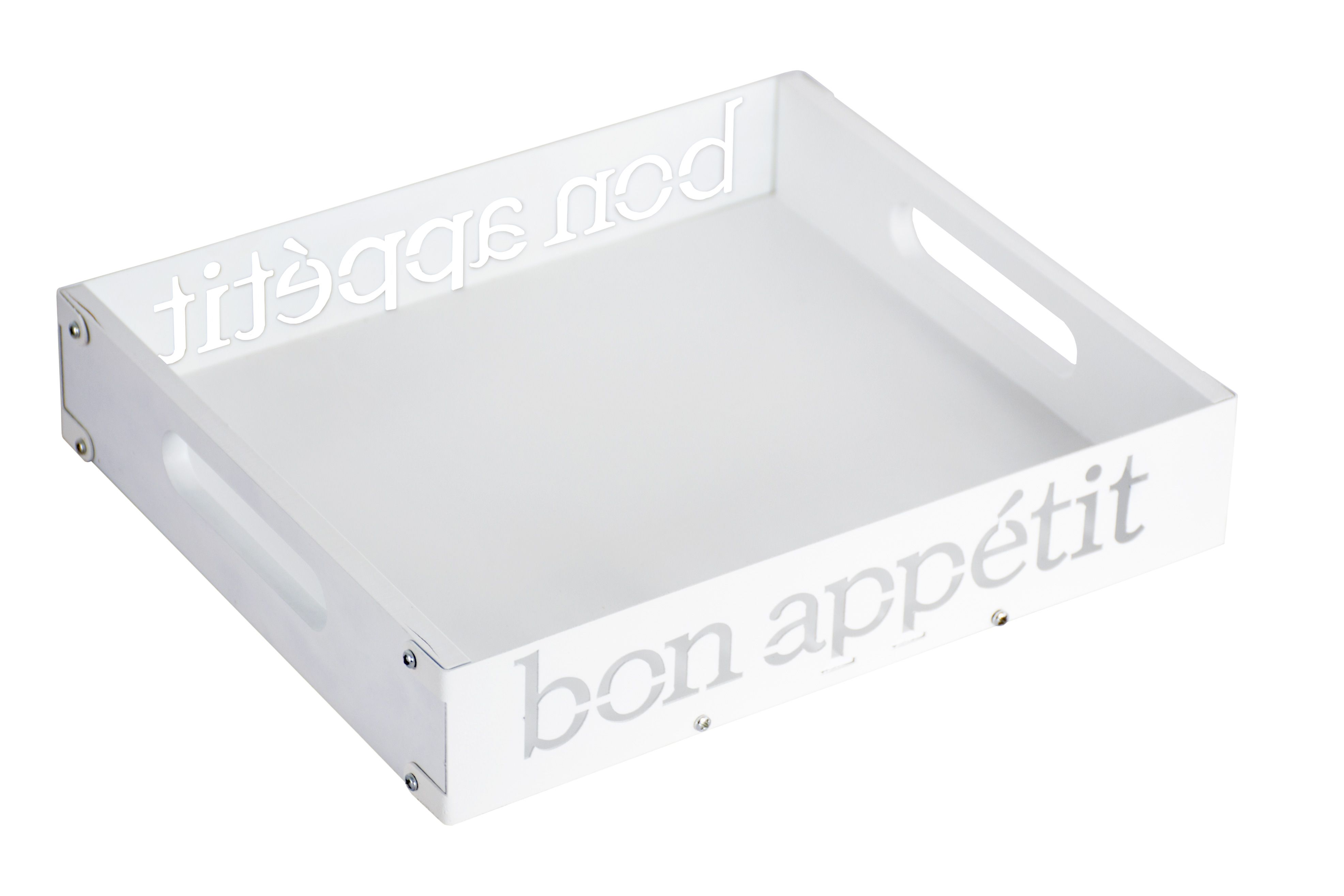 Поднос "Bon appetit" 27x20x5 см, белый, мдф/металл, KD-027-129