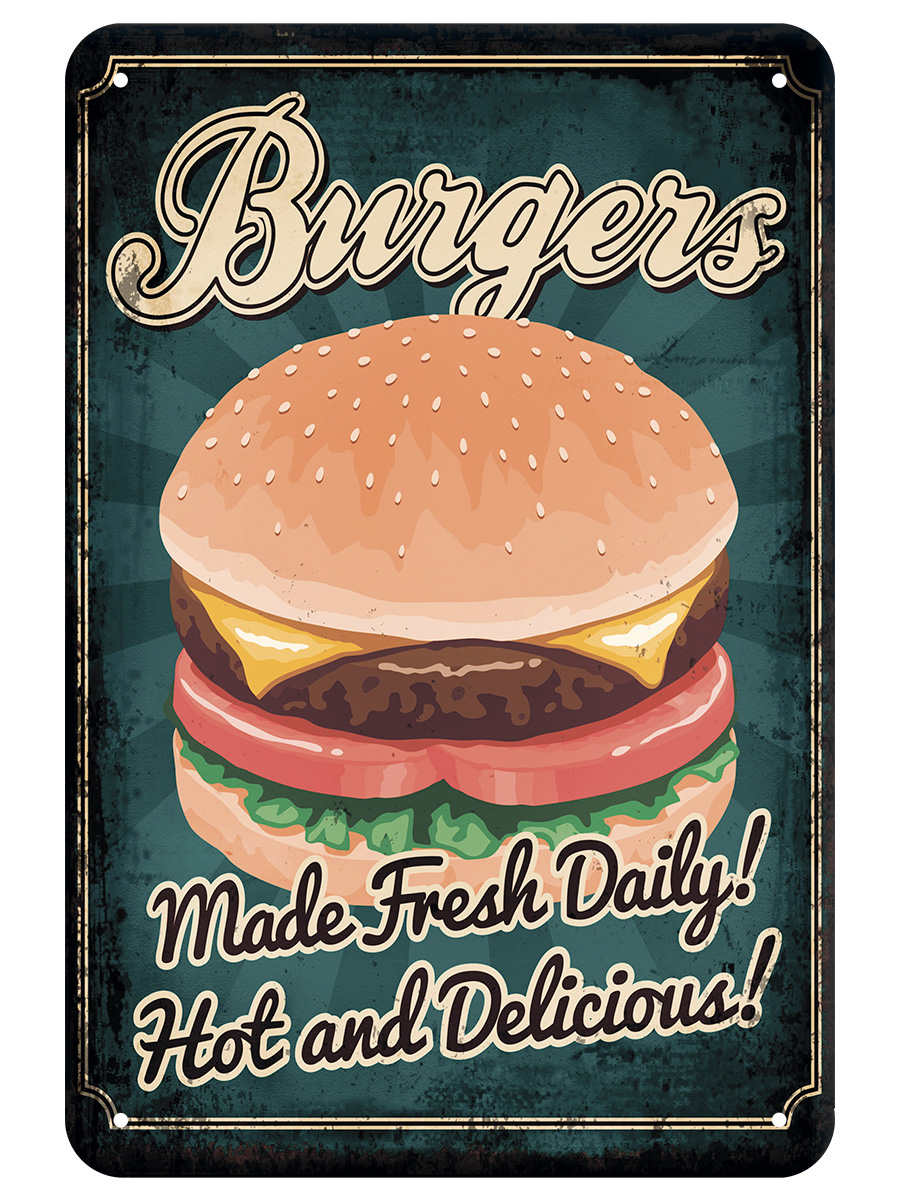 Табличка металлическая 20x30 см "Burgers" TM-113-118