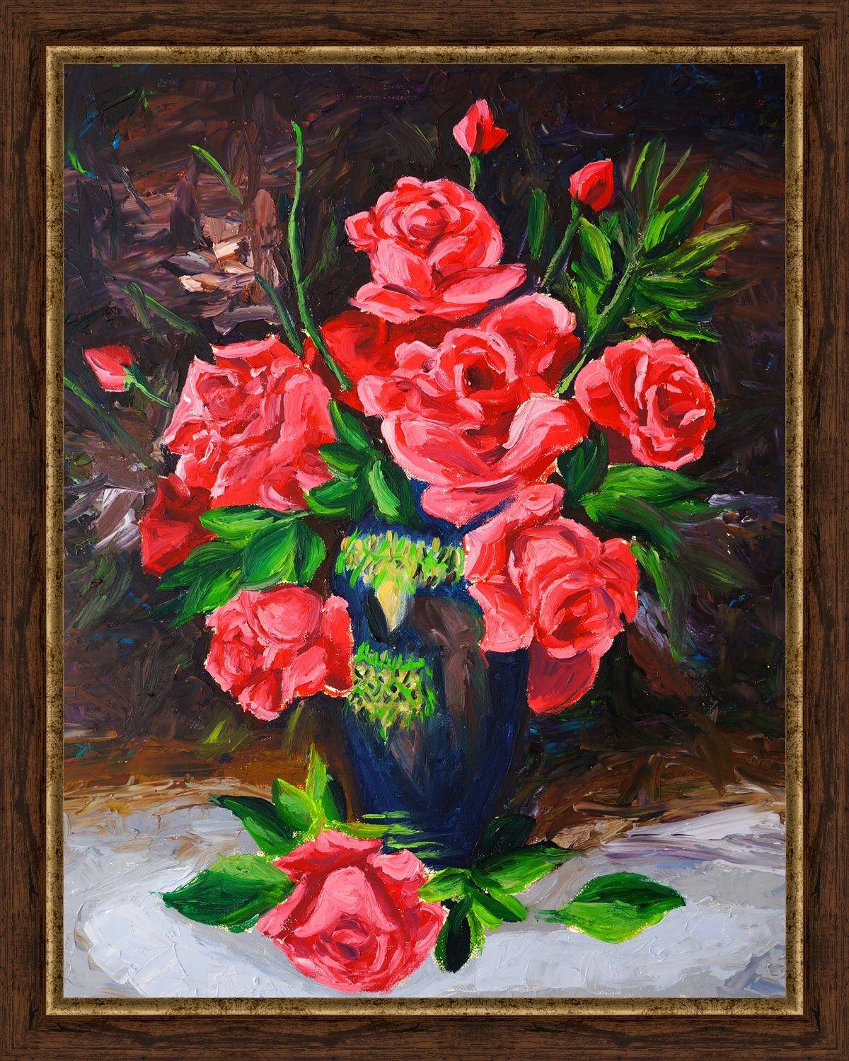 Картина в багете 40x50 см "Розы в вазе" BE-103-354