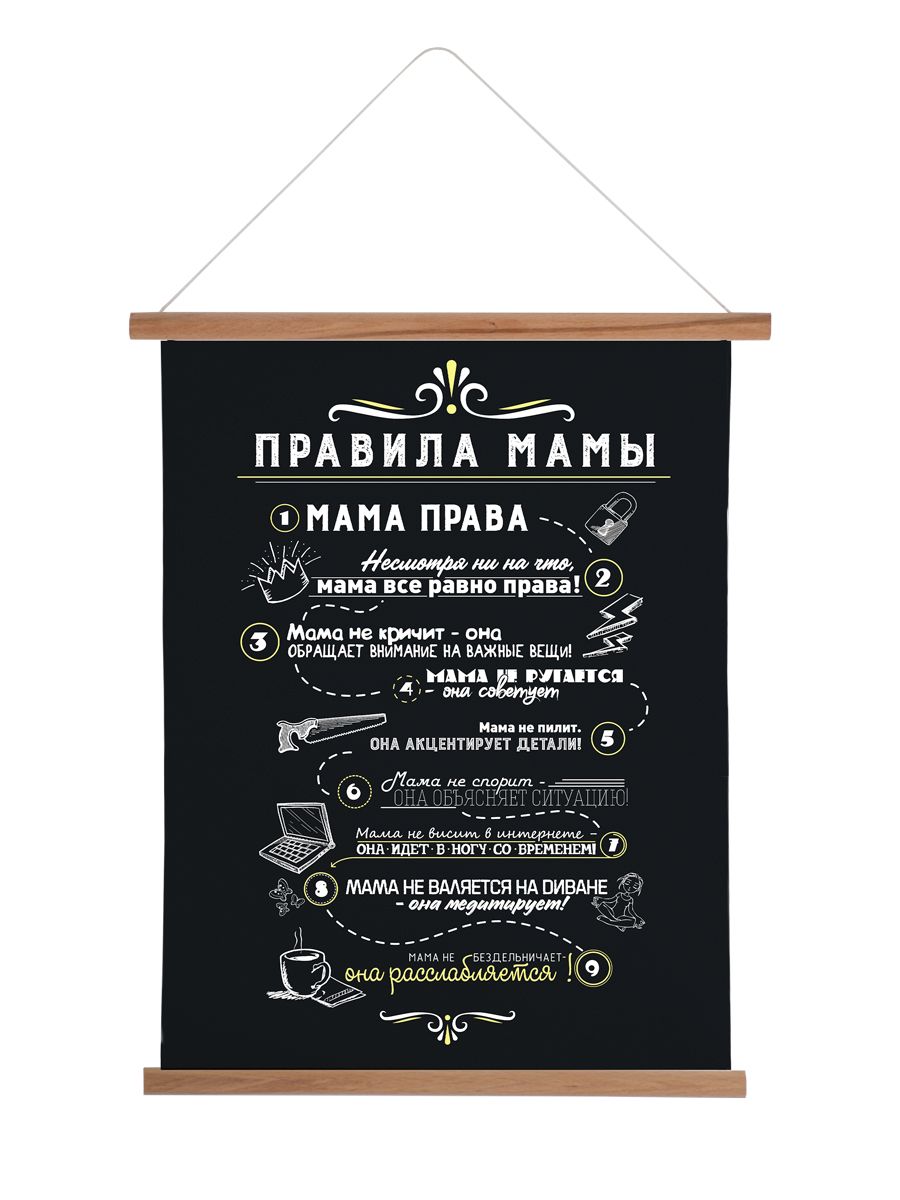 Постер на холсте 30x40 см "Правила мамы 2" PE-110-26