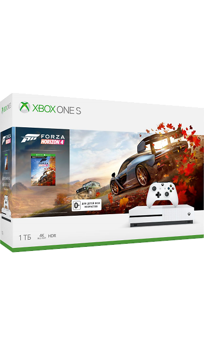 Игровая приставка Xbox One S (белая) + Forza Horizon 4