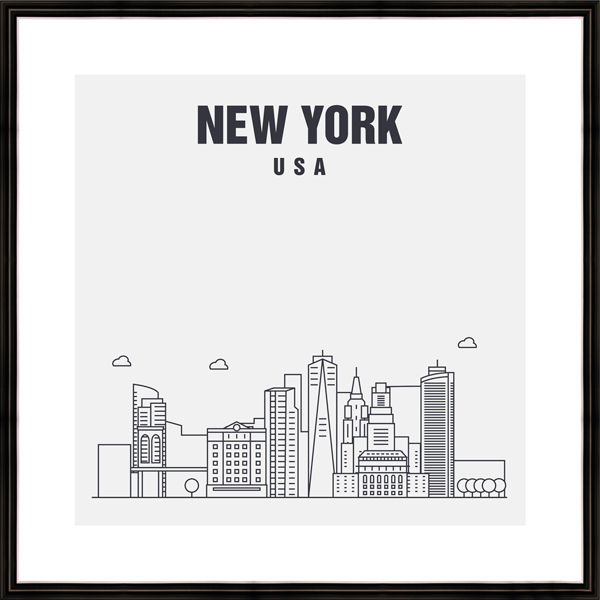 Картина в багете 40х40 см "New York" BE-103-447