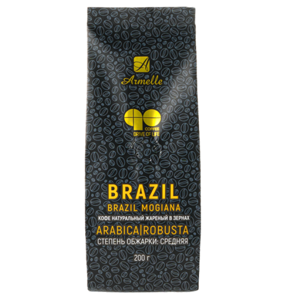 Кофе натуральный жареный в зернах Бразилия Armelle (200гр)