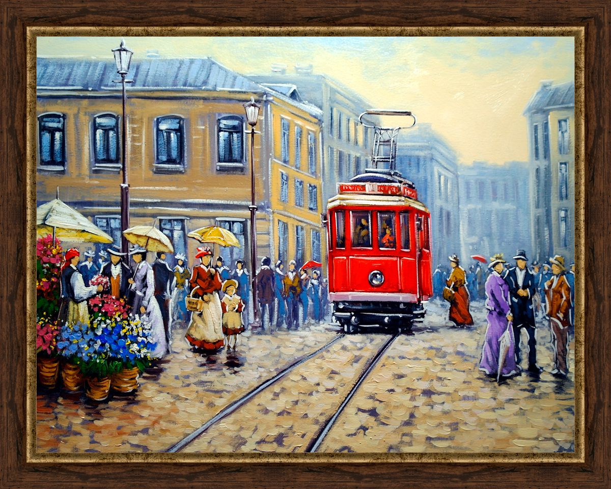 Картина в багете 50x40 см "Красный трамвай" BE-103-350