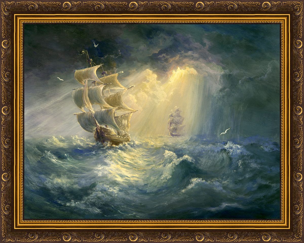 Картина в багете 50x40 см "Корабли во время шторма" BE-103-413