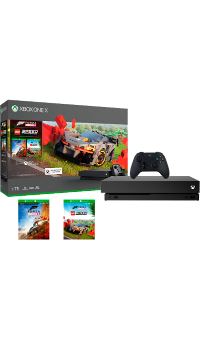 Игровая приставка Xbox One X (черная) + Forza Horizon 4 + LEGO