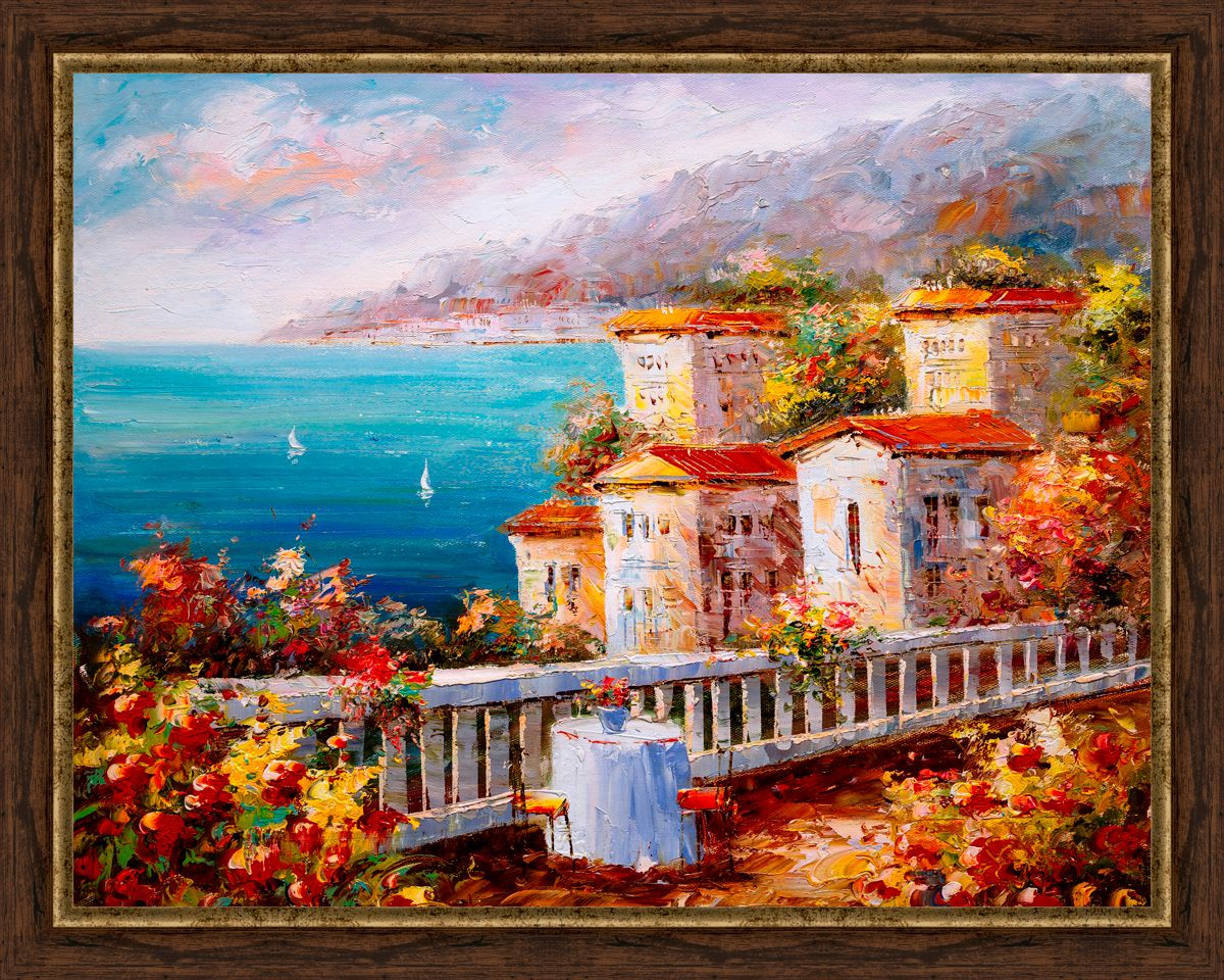 Картина в багете 50x40 см "Дома у моря" BE-103-346