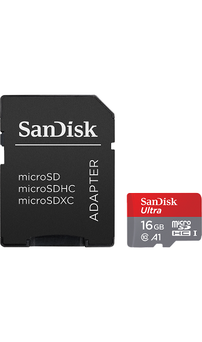 Карта памяти SanDisk Ultra UHS-I MicroSD 16 ГБ class 10 (с адаптером)